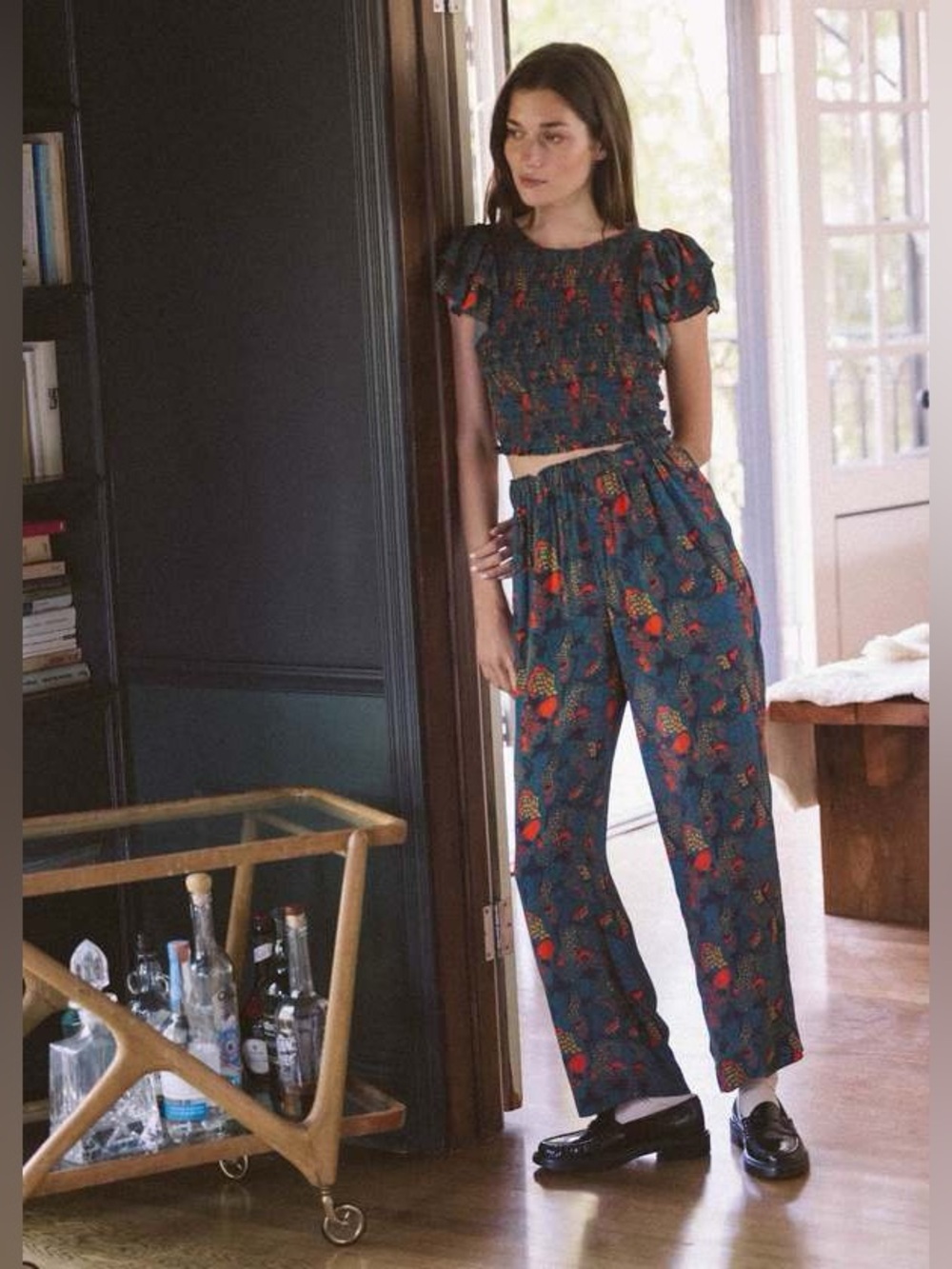 Trovata Floral Pull On Pants Silk Viscose Bold S